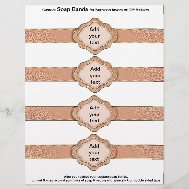 4 per ark Tvålband Ros Orange Band presentfavor Reklamblad (Framsidan)