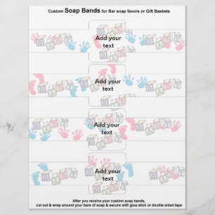 4 per lakan-Pub-soap Bands Baby Shower-Papper favo Reklamblad