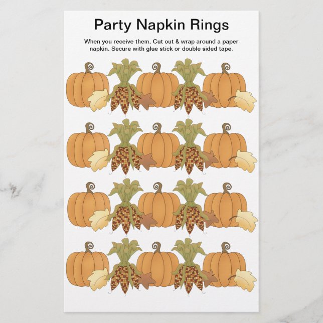 4 per lakan Thanksgiving Pappersservett Ringar Flygblad (Framsidan)