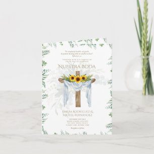 4 PG Elegante Invación de Boda Católica Bilingüe Inbjudan