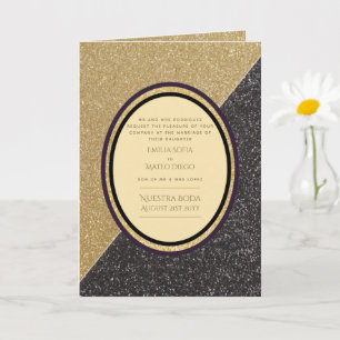 4 pg Inbjudningar från spanska BODA, Guld Black Br