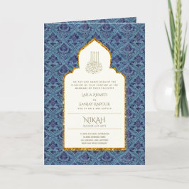 4 Pg NIKAH WALIMA Inbjudan Blue Ornate Islamic