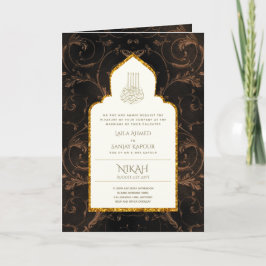 4 Pg NIKAH WALIMA Inbjudan Guld Ornate Islamic