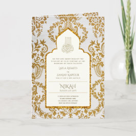 4 Pg NIKAH WALIMA Inbjudan Guld Ornate Islamic