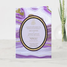 4 Pg NIKAH WALIMA Lila Guld Marble Agate Glitter