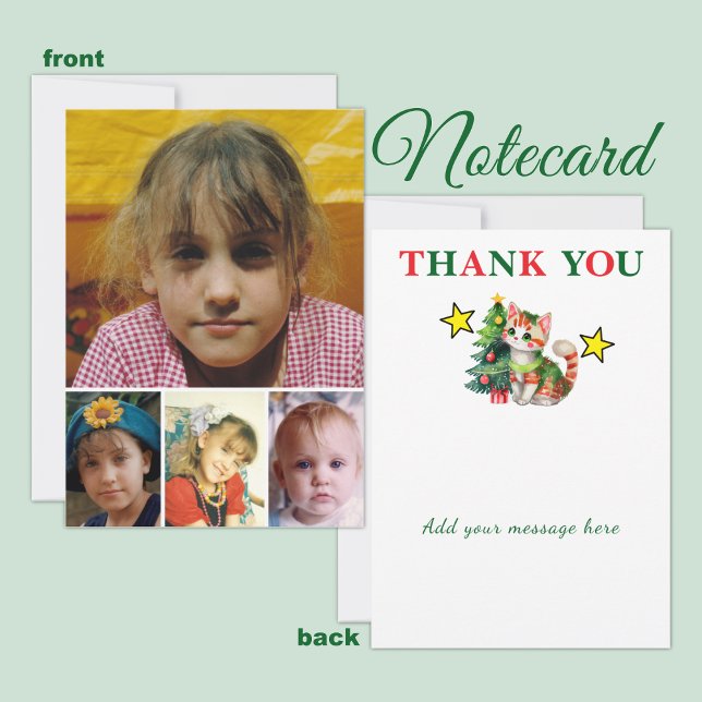 4 photo add message christmas cat tree tack kort (Skapare uppladdad)