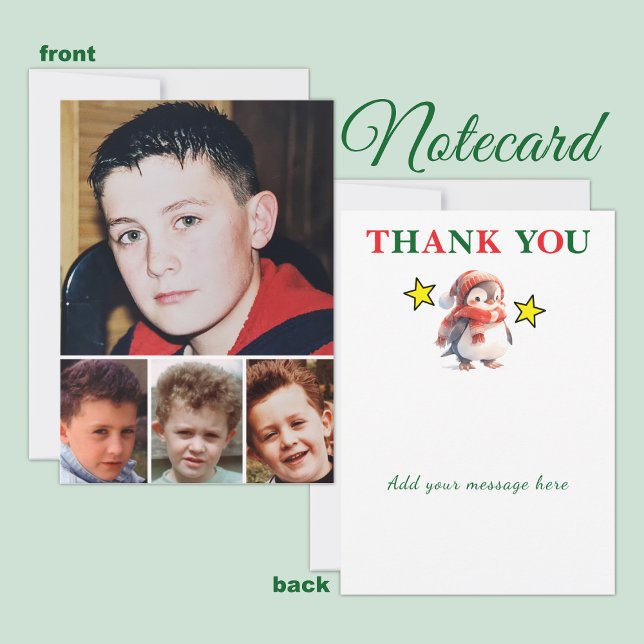 4 photo add message christmas penguin tack kort (Skapare uppladdad)