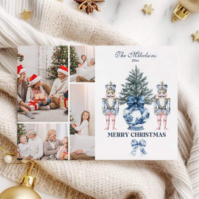 4 Photo Blue Chinoiserie Nutcracker - jul Julkort (Skapare uppladdad)