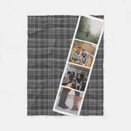 4 Photo Booth Stil Grått Tartan Personlig Fleecefilt