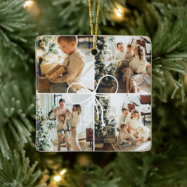 4 Photo Bow Wrap Christmas Family Keepsake Julgransprydnad Keramik