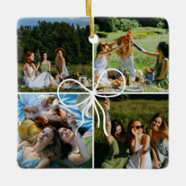 4 Photo Bow Wrap Christmas Present Best Friend Julgransprydnad Keramik