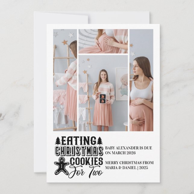 4 Photo Christmas Cookies for 2 Pregnancy  Julkort (Framsida)