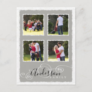 4 Photo Collage Add Family Namn Grått Vykort