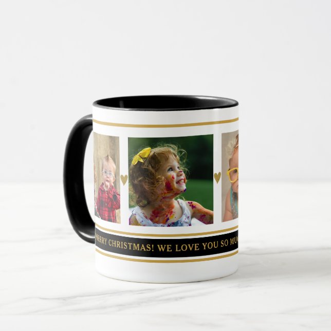 4 Photo Collage Barnbarn Grandparent jul Mugg (Framsida vänster)