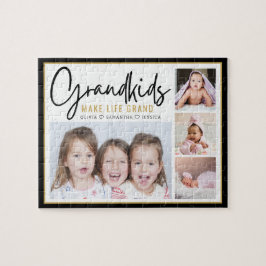 4 Photo Collage Barnbarn Make Life Grand Quote Pussel