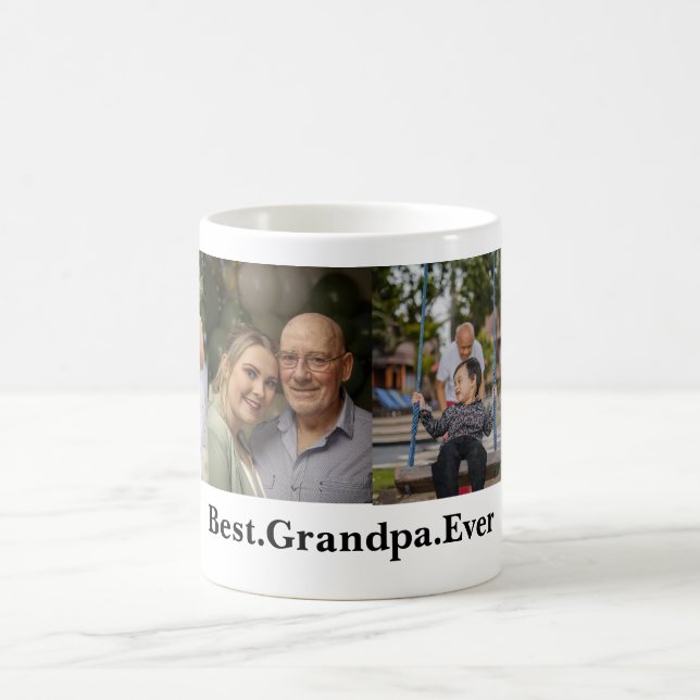 4 Photo Collage Best Grandpa nånsin Kaffemugg (Center)