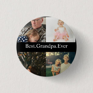4 Photo Collage Best Grandpa nånsin Knapp