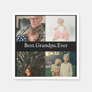 4 Photo Collage Best Grandpa nånsin Pappersservett