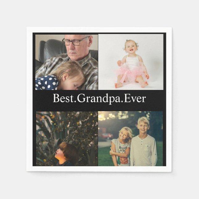 4 Photo Collage Best Grandpa nånsin Pappersservett (Framsidan)