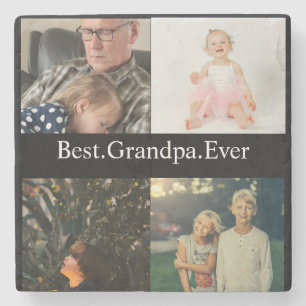 4 Photo Collage Best Grandpa nånsin Stenunderlägg