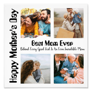 4 Photo Collage Best Mamma någonsin Fototryck