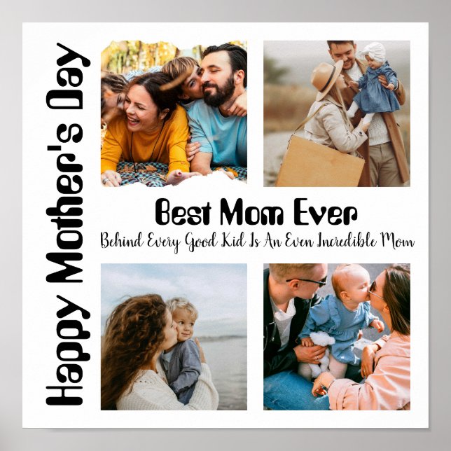 4 Photo Collage Best Mamma någonsin Poster (Framsidan)