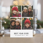 4 Photo Collage Black White - Bästa året någonsin Julkort<br><div class="desc">Använda fyra fyrkantiga bilder och gör ett unikt och trendig nytt år hälsning med ett enkelt mönster i bakgrunden. Om du vill flytta något runt klickar du på knappen Anpassa för att göra ändringar.</div>