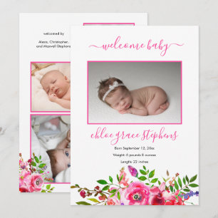 4 Photo Collage Boho Blommigt Girl Meddelande