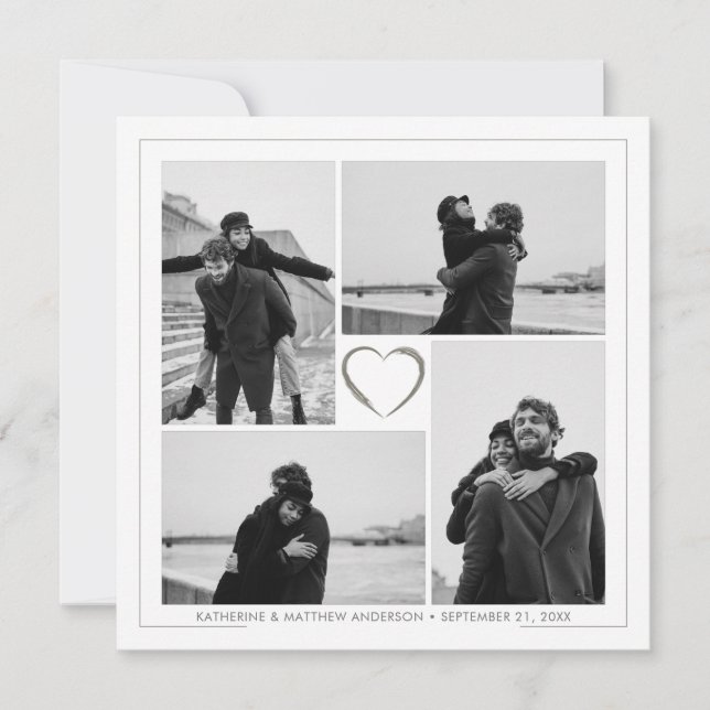 4 Photo Collage Bröllop-årsdag Namn & datum Meddelande (Framsida)