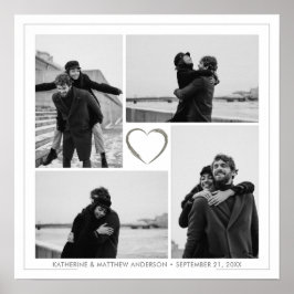 4 Photo Collage Bröllop-årsdag Namn & datum Poster