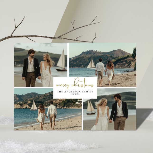 4 Photo Collage Coastal Beachy Nautisk jul Julkort (Skapare uppladdad)