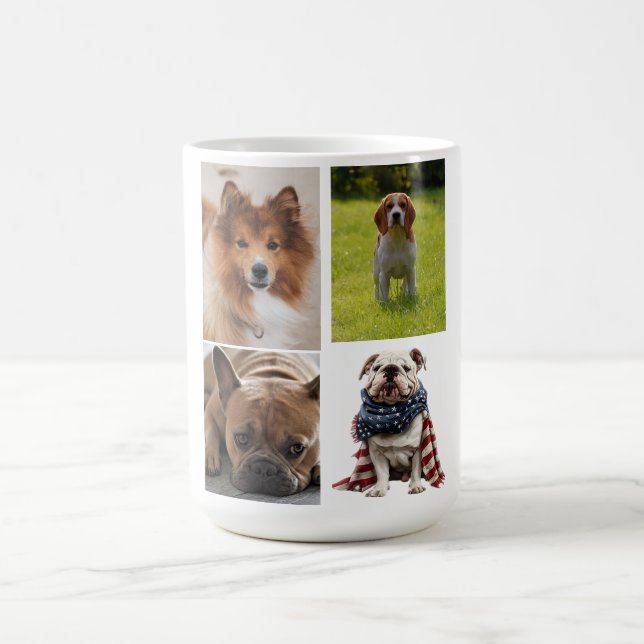 4 Photo Collage Dog Lover Pet Kaffemugg (Center)