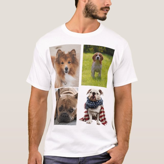 4 Photo Collage Dog Lover Pet T Shirt (Framsida)
