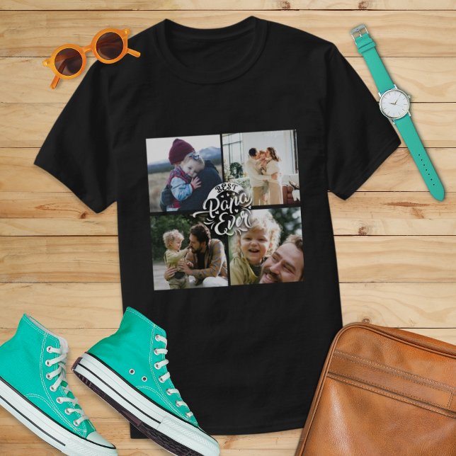 4 Photo Collage Family Memory Fars dag T Shirt (Skapare uppladdad)