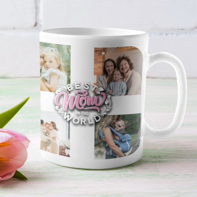 4 Photo Collage Family Memory Mors dag Kaffemugg (Skapare uppladdad)