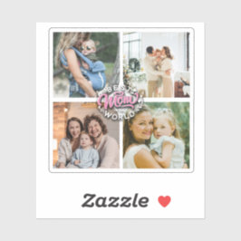 4 Photo Collage Family Memory Mors dag Klistermärken