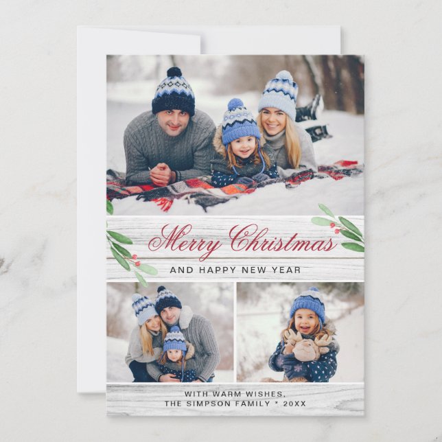 4 PHOTO Collage God jul Hälsning Julkort (Framsida)