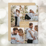 4 Photo Collage God jul Julkort<br><div class="desc">Ditt efternamn och hälsning och God jul och Gott nytt år i chic som skriver på guld med ditt favoritfotokollage på framsidan och ditt första namn på baksidan av detta Julhälsningar kort. MER FÄRG i vår affär. Live Design Service kan hjälpa dig med layouten för din design om det behövs....</div>