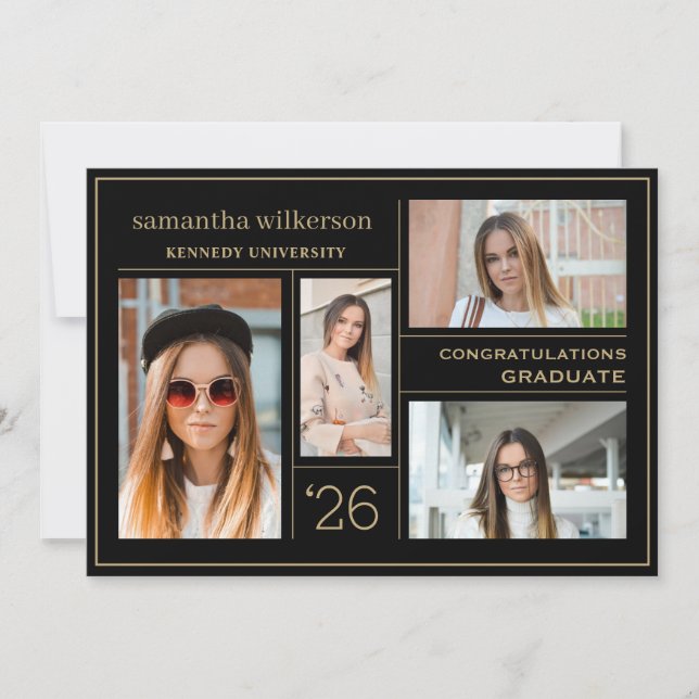 4 Photo Collage Grattis Student Meddelande (Framsida)