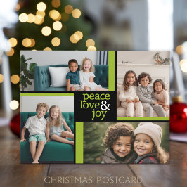 4 Photo collage grönt Black Peace Kärlek Joy Helg Vykort