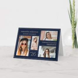 4 Photo Collage Guld Grattis Student Kort