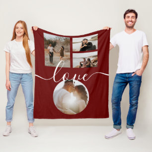 4 Photo Collage Kärlek Personlig Fleecefilt
