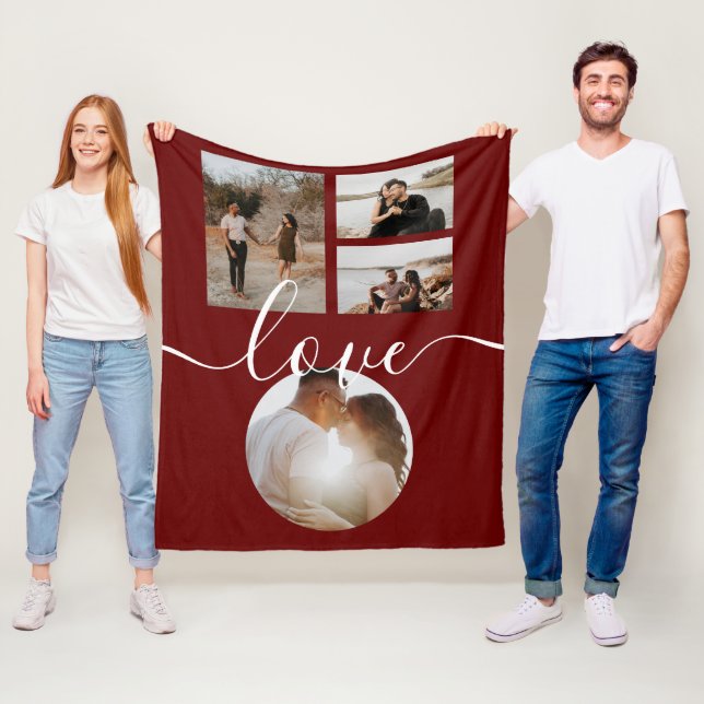 4 Photo Collage Kärlek Personlig Fleecefilt (På plats)