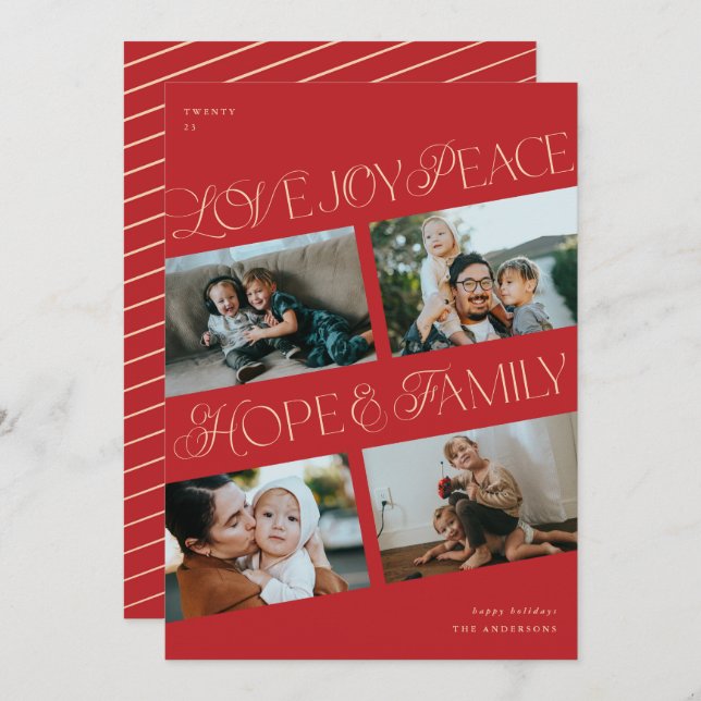 4 Photo Collage Minimalist Chrismtas Helgdag Card Julkort (Fram/baksida)