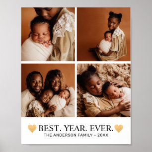 4 Photo Collage Minimalist Heart Bästa året någons Poster