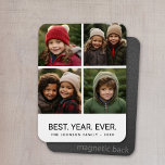 4 Photo Collage-minimalister - Bästa året någonsin Magnet<br><div class="desc">Använda ditt favoritfoto eller bilder om du vill göra roligten  med vänner. En minimalistisk design med bara bilder och ett textblock.</div>
