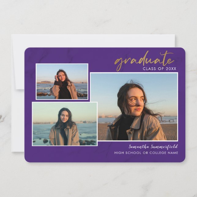 4 Photo Collage Script Grad 2022 Lila Studenten Meddelande (Framsida)