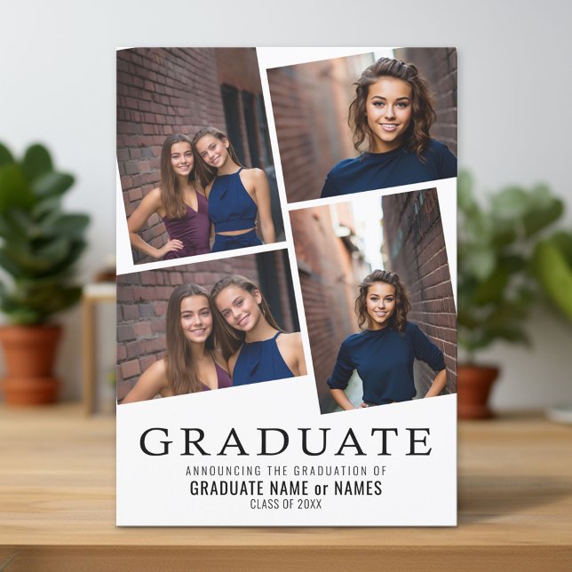 4 Photo Collage Student Announce - Studenten Inbjudningar (Custom Graduation Announcement and Invitation)