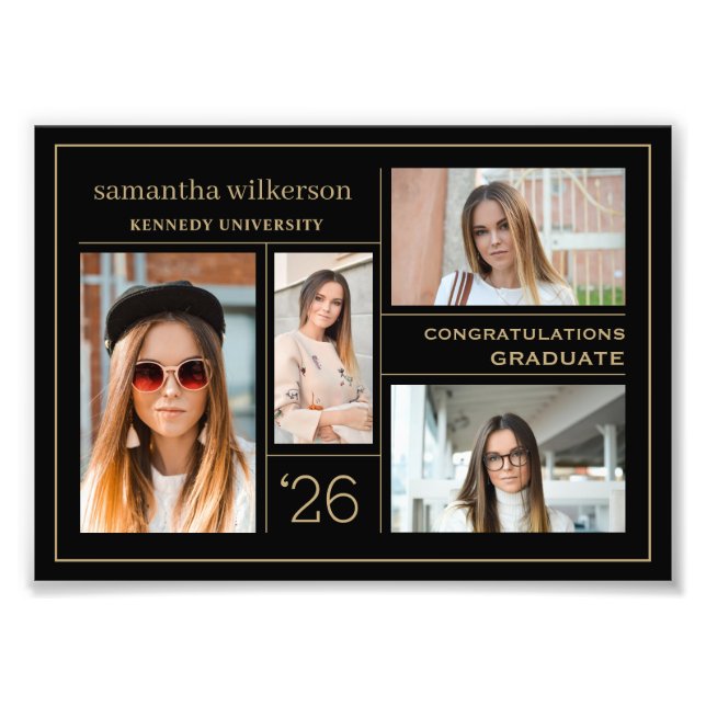 4 Photo Collage Studenten Photo EnUtvidgning Fototryck (Framsidan)