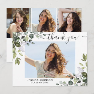 4 PHOTO Elegant Eucalyptus Greenery Studenten Tack Kort